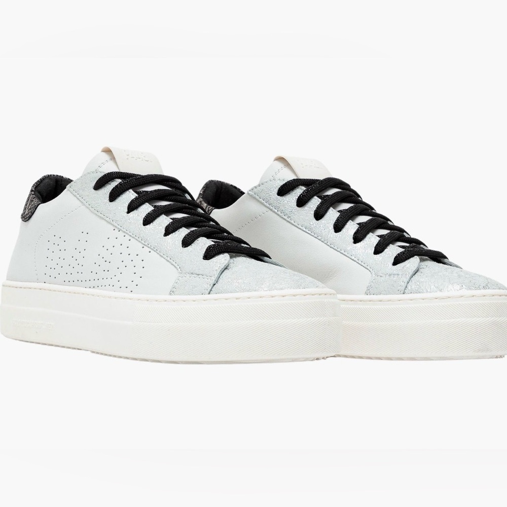 P448 Silver and White Sneakers Thea Platform Leather Sz 43 fits 11 women’s - Picture 10 of 11